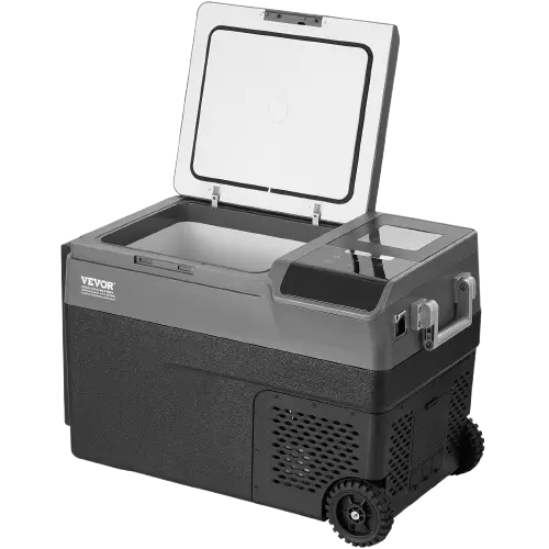 Elektrische Kühlbox auf Rollen mit offener Eismaschine