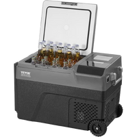 Mit Bier gefüllte Kühlbox auf Rädern