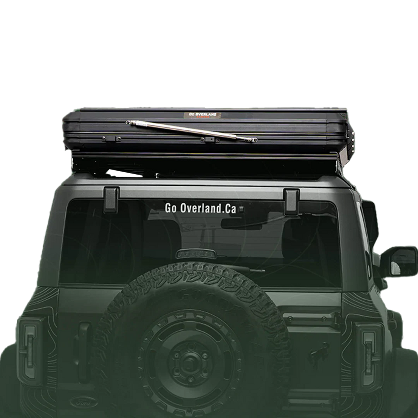 Rückansicht und geschlossene Ansicht des starren Dachzeltes