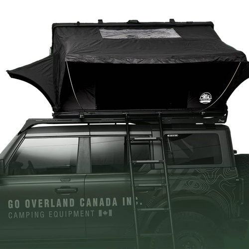 4-Jahreszeiten-Dachzelt von der Seite gesehen, wenn es geöffnet ist