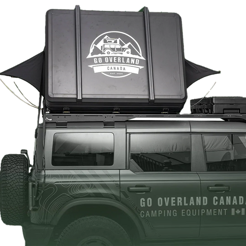 Hartschalen-Dachzelt für alle Jahreszeiten, Seitenansicht