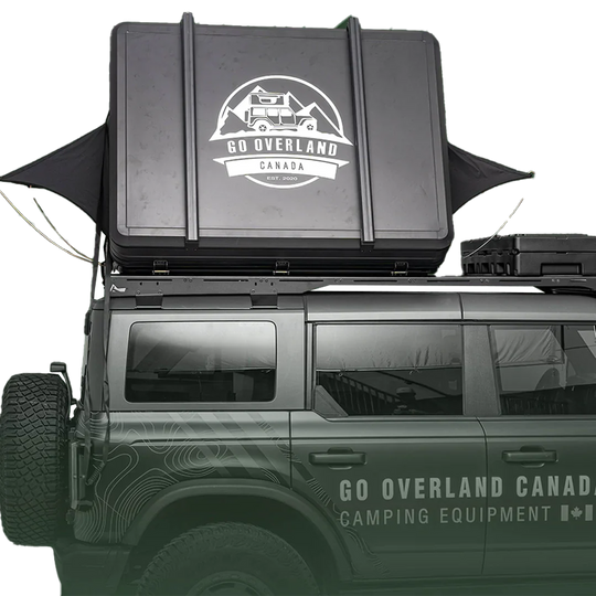 Hartschalen-Dachzelt für alle Jahreszeiten, Seitenansicht