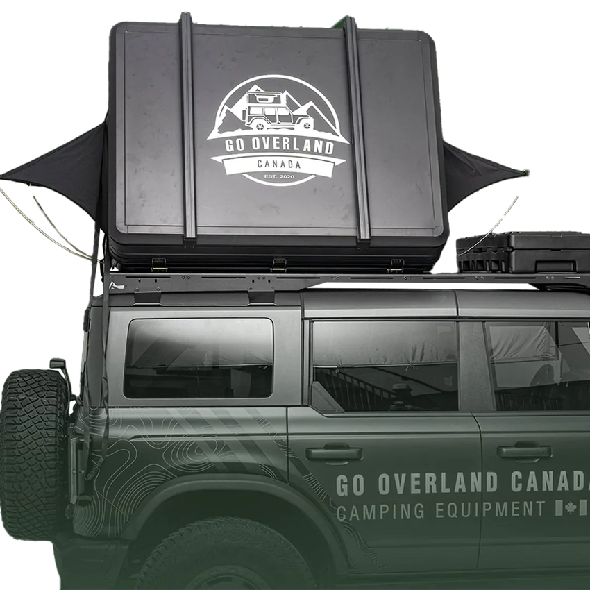 Hartschalen-Dachzelt für alle Jahreszeiten, Seitenansicht