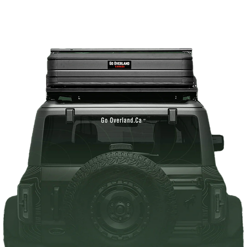 Rückansicht und geschlossene Ansicht des starren Dachzeltes