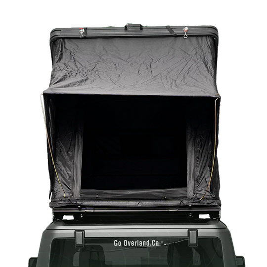 Leichtes Dachzelt für 2 Personen, Rückansicht offen