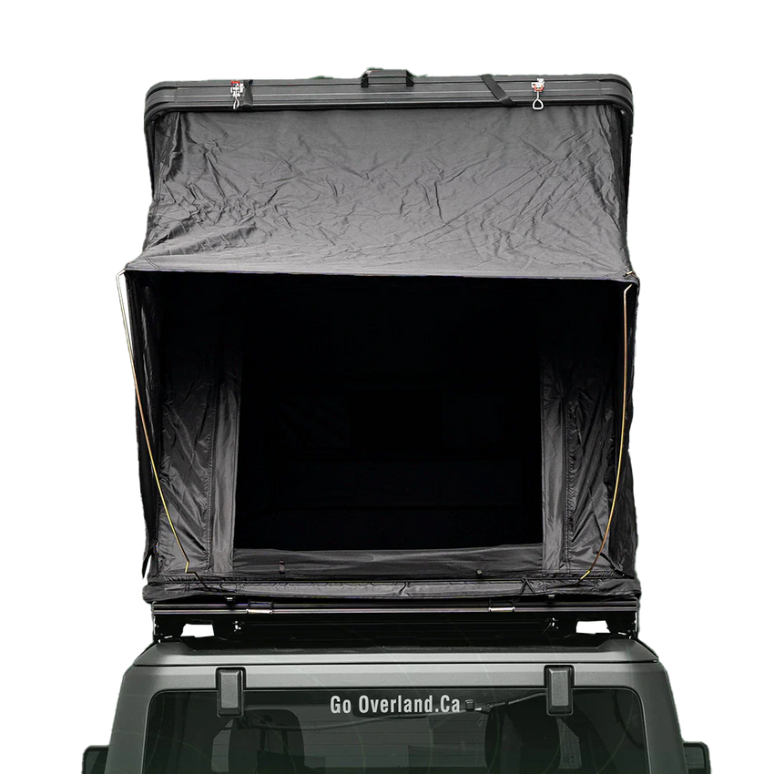 Leichtes Dachzelt für 2 Personen, Rückansicht offen