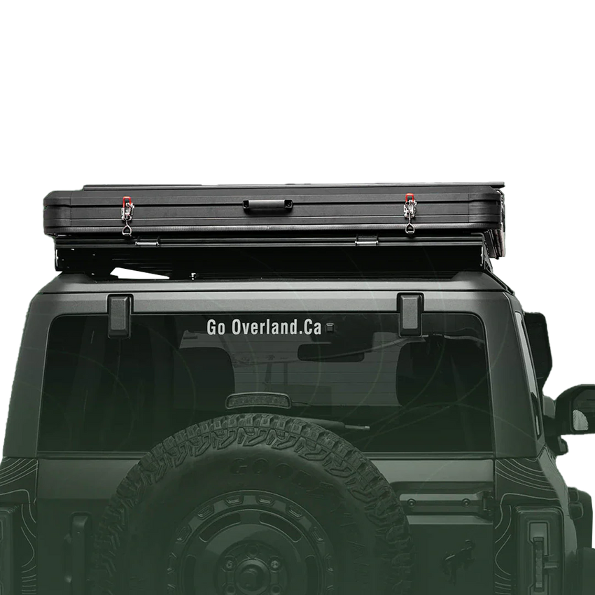 Geschlossene Rückansicht, extraflaches Dachzelt