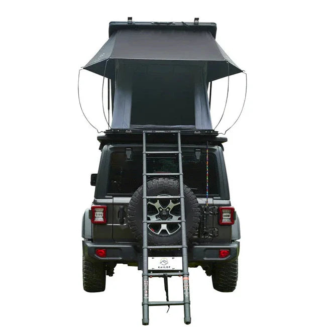 Rückansicht des starren 2-Personen-Dachzeltes