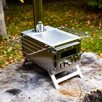 Seitenansicht des tragbaren Mini-Holzofens